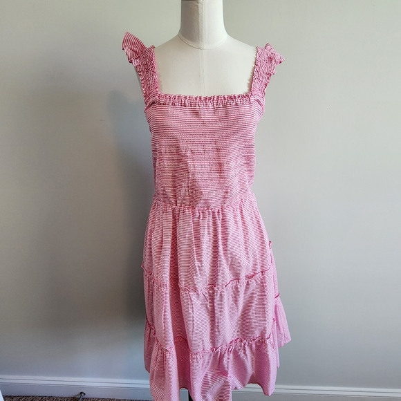 Jcrew factory size xs Striped smocked tiered mini dress - Picture 4 of 5